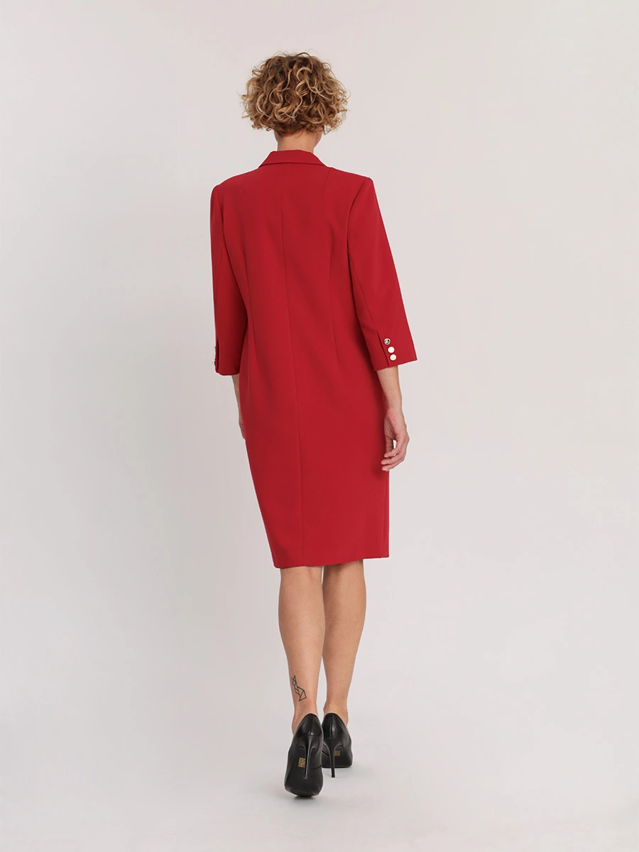 Платье-пиджак красное приталенного силуэта